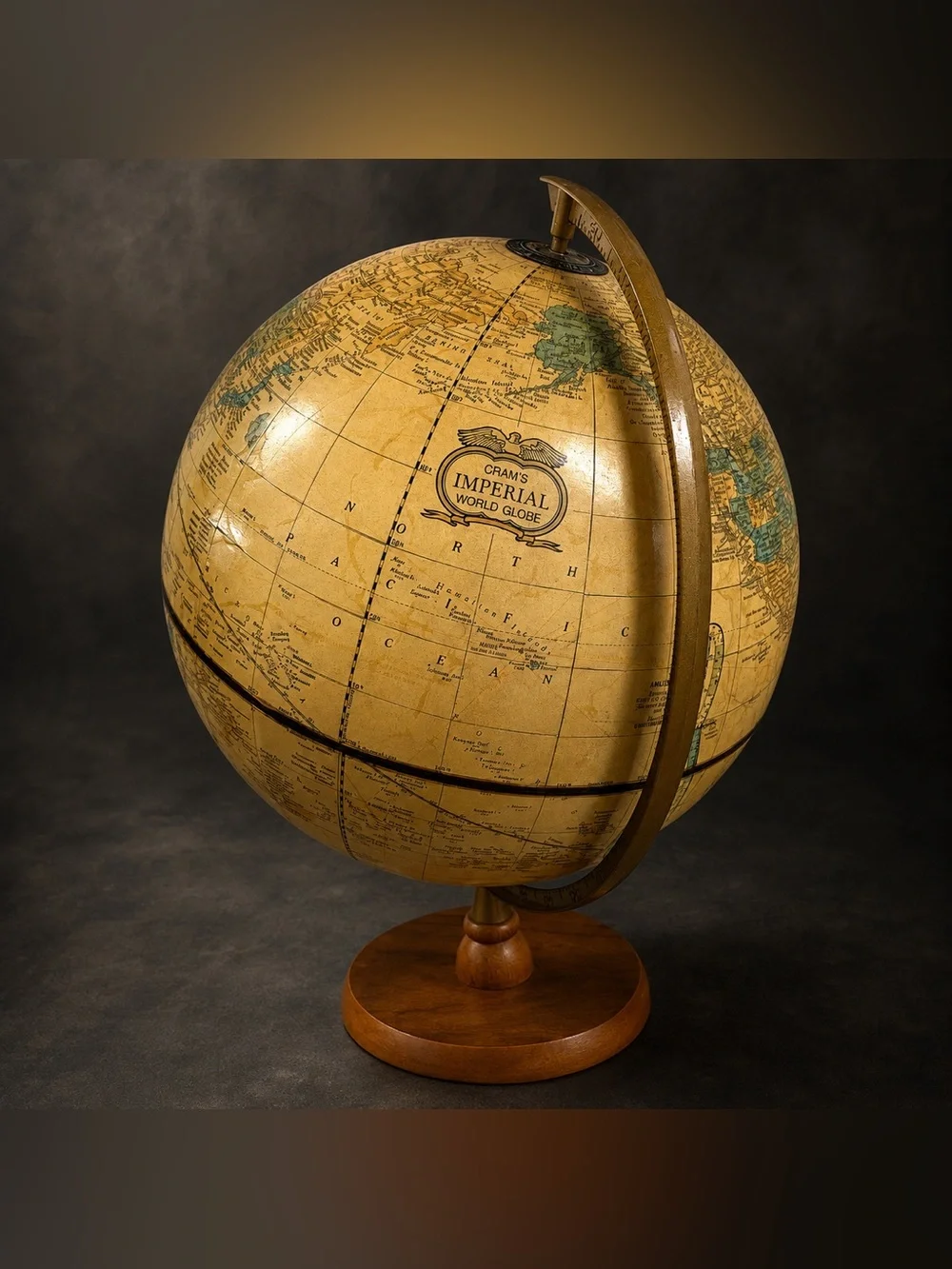 Vintage 1960s Cram’s Imperial 12” World Globe Wood Base Raised Relief USA